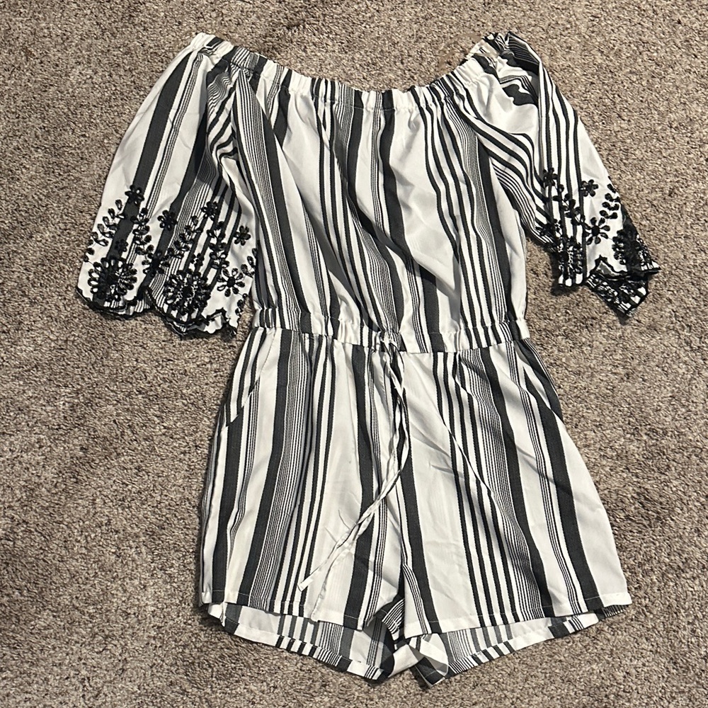 Striped Off-Shoulder Jumpsuit